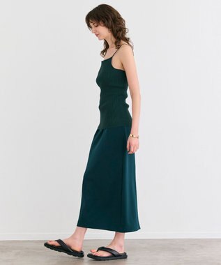 BEIGE， 【洗える】ALTHEA / ダンボールジャージーハイウエストIラインスカート Forest Green