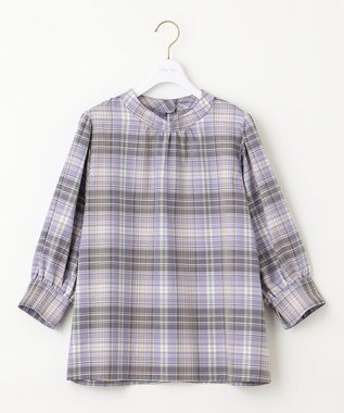 ANY SIS S 【洗える】ソフトチェック ブラウス ブルー系