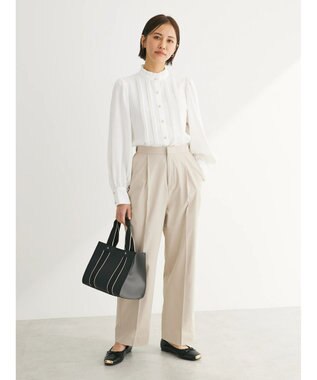 Green Parks ・ＥＬＥＮＣＡＲＥ　ＤＵＥ　ピンタックスタンドブラウス Off White