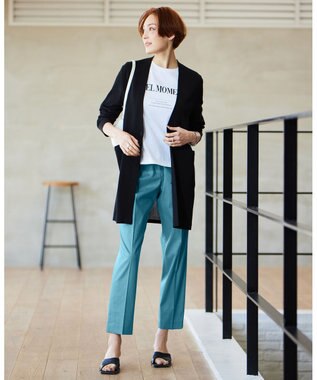 ICB 【洗える】 ドライコットンアセテート ニットジャケット ブラック系