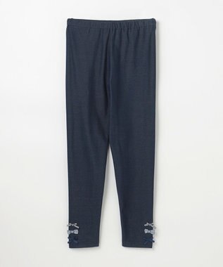 ANY KIDS 裾リボン 無地レギンス ネイビー