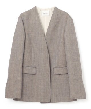 BEIGE， GRANET / ノーカラーリバージャケット Taupe×Ecru