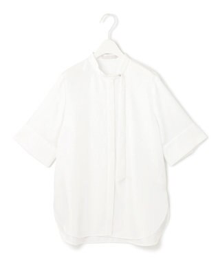 ICB 【接触冷感・速乾・洗える】シルキーツイル デザインブラウス オフホワイト系