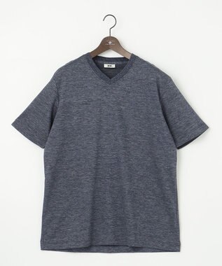 JOSEPH ABBOUD 【キングサイズ・吸水速乾】リネンハニカムTシャツ ダルブルー系