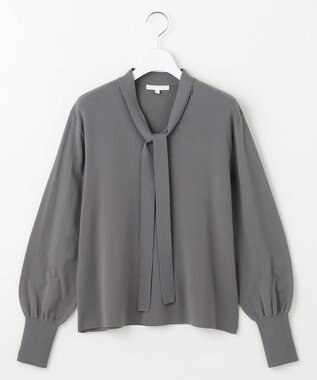 自由区 L レーヨンストレッチブラウスライク ニット グレー