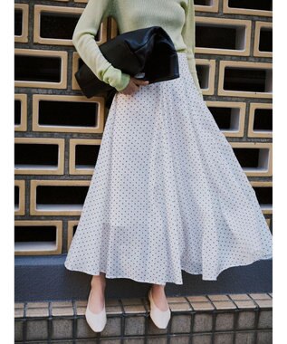 Green Parks AnriettMusee ドットフレアーロングスカート Off White