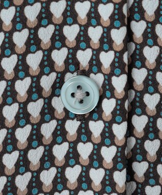 自由区 【洗える】ジオメトリックハートプリント ブラウス アクア系