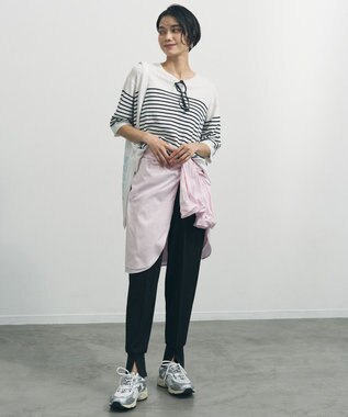 UNFILO L スゴ機能美ニット ハーフスリーブ オフボーダー