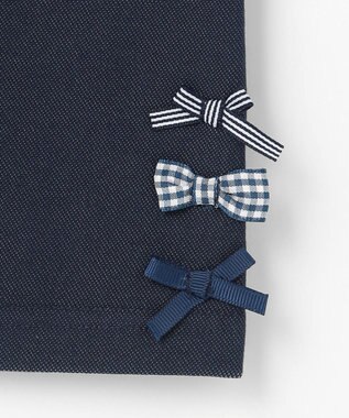 ANY KIDS 裾リボン 無地レギンス ネイビー