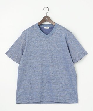 JOSEPH ABBOUD 【キングサイズ・吸水速乾】リネンハニカムTシャツ サックスブルー系