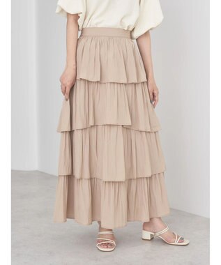 earth music&ecology フリルティアードスカート Beige