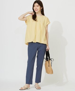 ANY SIS 【ストレッチ・接触冷感・撥水・UVカット・洗える】エアリーストレッチ テーパードパンツ シャンブレー