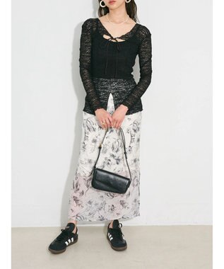 Green Parks カットワークデザインレーストップス Black