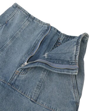 earth music&ecology ハイウエストフレアデニムスカート Light Indigo