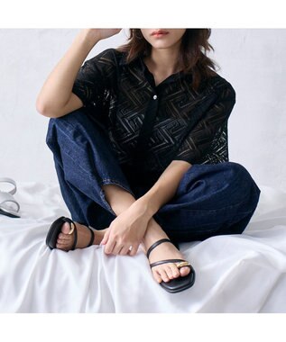 MODE ET JACOMO <MODE ET JACOMO>リングフラットトングサンダル ブラック