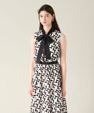 GRACE CONTINENTAL リボンプリントノースリーブトップ キナリ