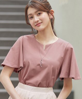 Tiaclasse 【おのののかさん着用】「サマケア」キーネックフレアスリーブトップス
