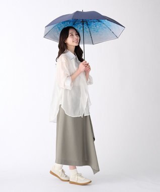 MOONBAT 【ハニカム断熱パラソル】estaa エスタ アイスクリスタル 長傘  晴雨兼用 日傘 遮熱 耐風 50cm ネイビーブルー
