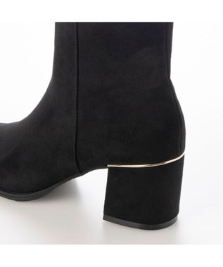 MODE ET JACOMO <carino>【レイン対応】ポインテッドフレアヒールブーツ ブラックスエード