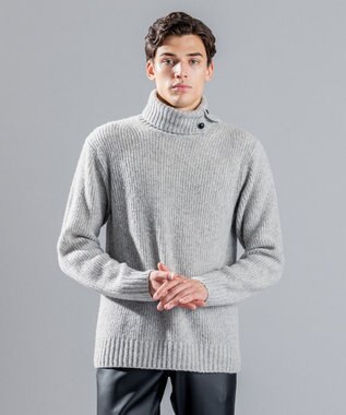 JOSEPH HOMME エクストラファインブークレ　タートルネックニット ライトグレー系