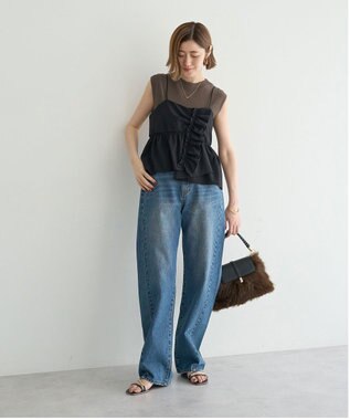 YECCA VECCA 【2点SET】ラッフルキャミセットニット Black
