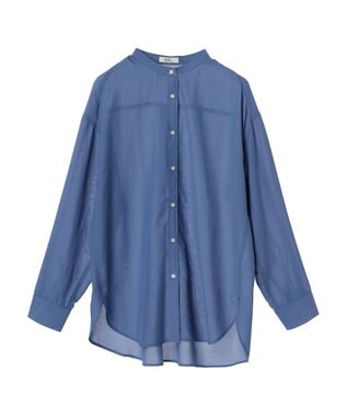 earth music&ecology シアーバンドカラーシャツ Blue