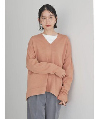 AMERICAN HOLIC バイパチＶネックニットプルオーバー Pink Beige