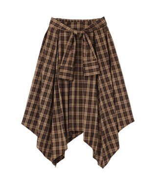 earth music&ecology イレヘムチェックシャツライクスカート Brown