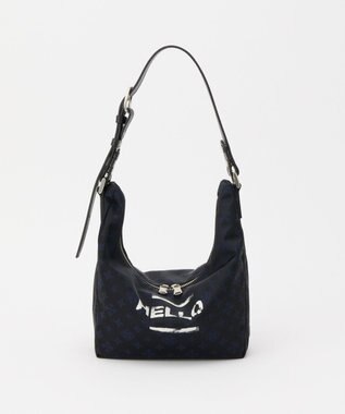 russet ステンシル風プリント ナイロン2WAYミニショルダーバッグ(SF-270) Black/Navy