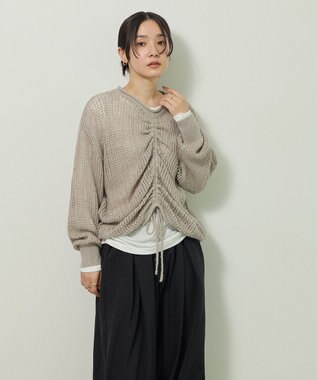 Green Parks ＳＥＴ２点２ｗａｙシャーリングニット＋インナー Gray