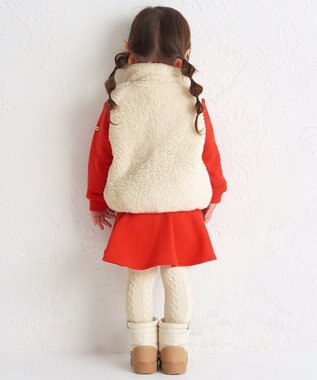 MIKI HOUSE HOT BISCUITS 【80-120cm】 カラフルビーンズ 裏ボアフリース リバーシブル総柄ベスト マルチカラー