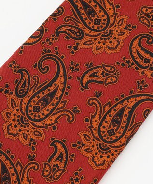 J.PRESS MEN オーバーダイペイズリーハンドプリント ネクタイ レッド系6