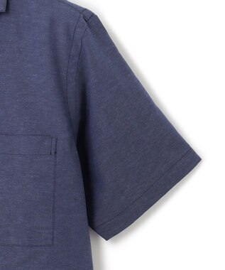 J.PRESS MEN 【HYBRID LINEN】オープンカラーシャツ ネイビー系