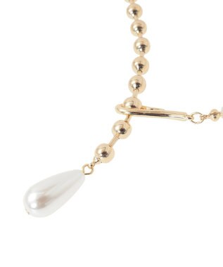 earth music&ecology パールフックボールチェーンネックレス Gold