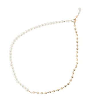 earth music&ecology パールフックボールチェーンネックレス Gold