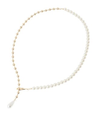 earth music&ecology パールフックボールチェーンネックレス Gold