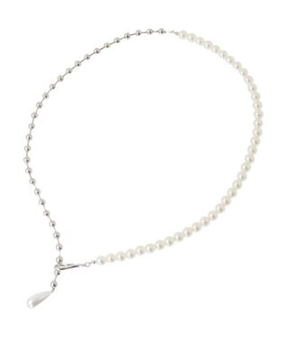 earth music&ecology パールフックボールチェーンネックレス Silver