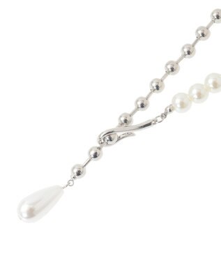 earth music&ecology パールフックボールチェーンネックレス Silver