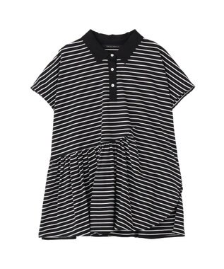 YECCA VECCA アシメボーダーポロシャツ Black