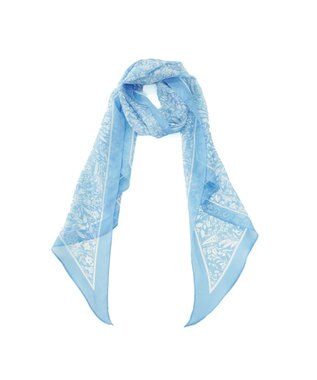 Marca ＜洗えるシルク＞【Marcaオリジナル】小枝更紗 ウォッシャブル シルクローン剣先ストール サックス