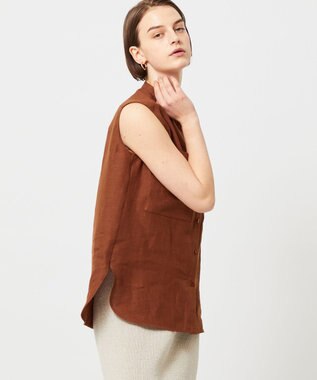 BEIGE， BASILE / バンドカラーシャツ Brown