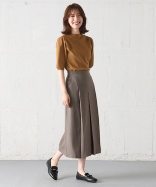 ANY 【マシンウォッシュ】モックネックパフスリーブニット キャメル