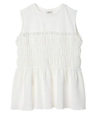 earth music&ecology ドッキングシャーリングプルオーバー White