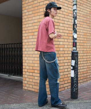 WEGO ダメージフレアデニムパンツ デニム中濃加工色