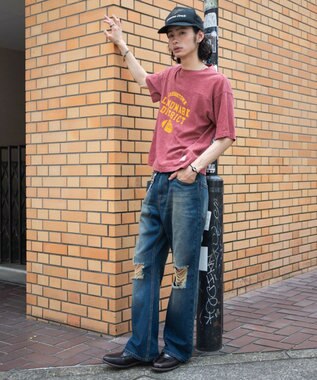 WEGO ダメージフレアデニムパンツ デニム中濃加工色