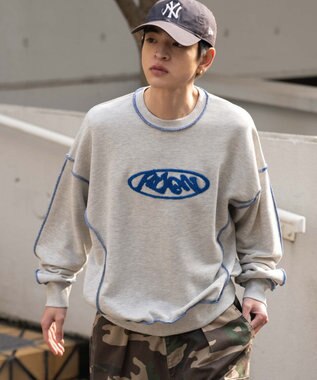 WEGO 【ユニセックス着用ITEM】ショートカラーステッチサガラロゴプルオーバー 杢グレー