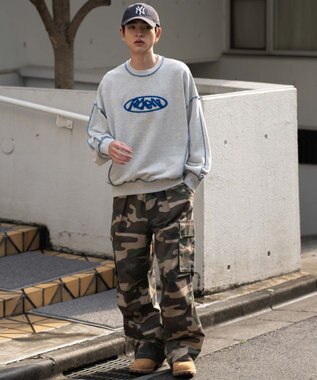 WEGO 【ユニセックス着用ITEM】ショートカラーステッチサガラロゴプルオーバー 杢グレー