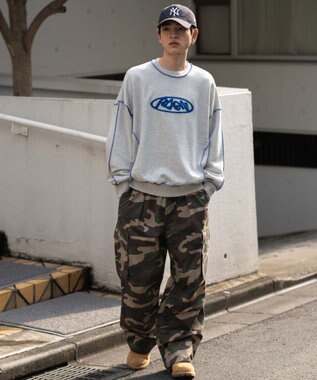 WEGO 【ユニセックス着用ITEM】ショートカラーステッチサガラロゴプルオーバー 杢グレー