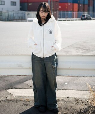 WEGO 【ユニセックス着用ITEM】ワッフルZIPパーカー オフホワイト