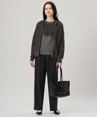 自由区 L 【セットアップ対応・洗える】LIPストレッチワイドストレート パンツ ブラック